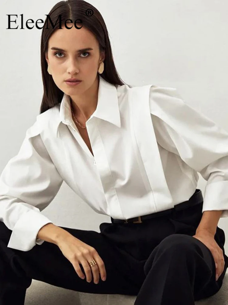 

EleeMee женские блузки 2022 модная женская рубашка новое поступление стильная женская куртка офисные женские повседневные весенние топы Размер ...