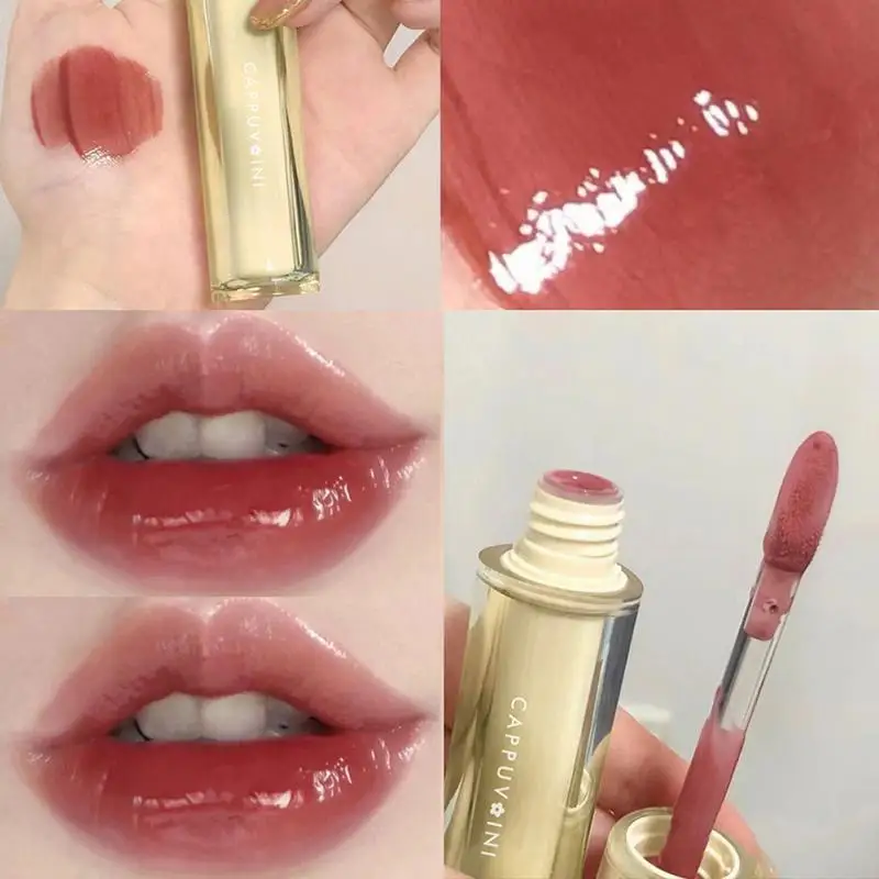 

7colors Lip Glaze Triangle Transparent Tube Lip Gloss Sheer Jelly Lip Tint Lasting Non-fading Lip Makeup for Women