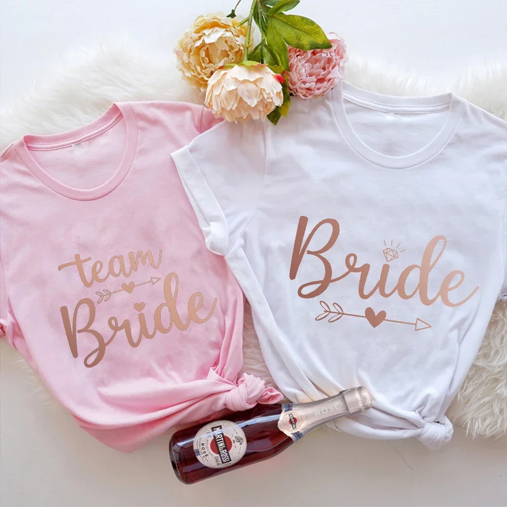 Футболка Team Bride To Be белые розовые топы для подружки невесты свадебная футболка