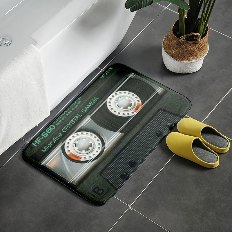 

New Music Tape Vintage Door Mat Fun Design Washable Non-Slip Entrance Doormat Bathroom Living Room Bedroom Floor Mat Home Decor