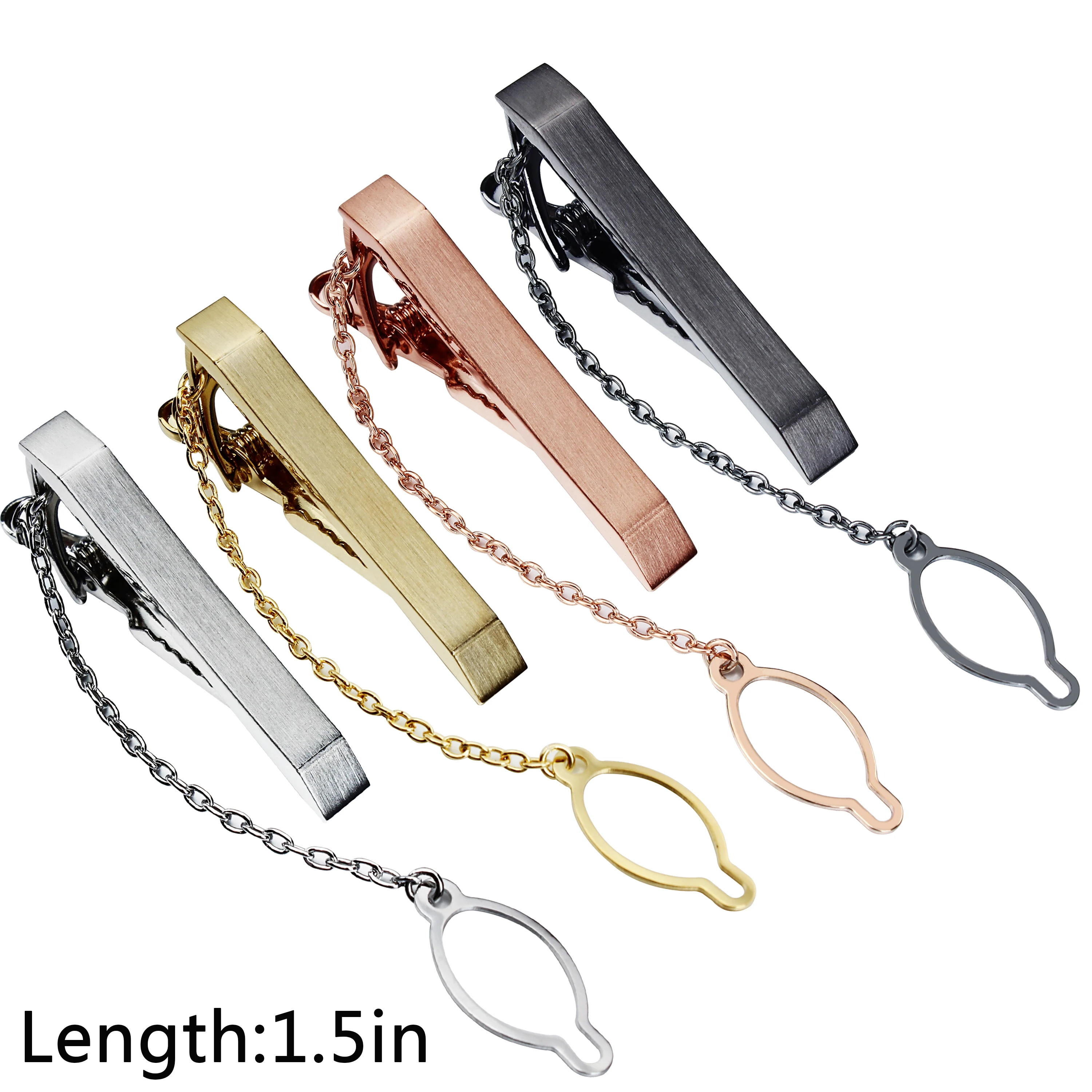

HAWSON Men's 1.5 inch tie clip with chain matte 4-piece set with gift box