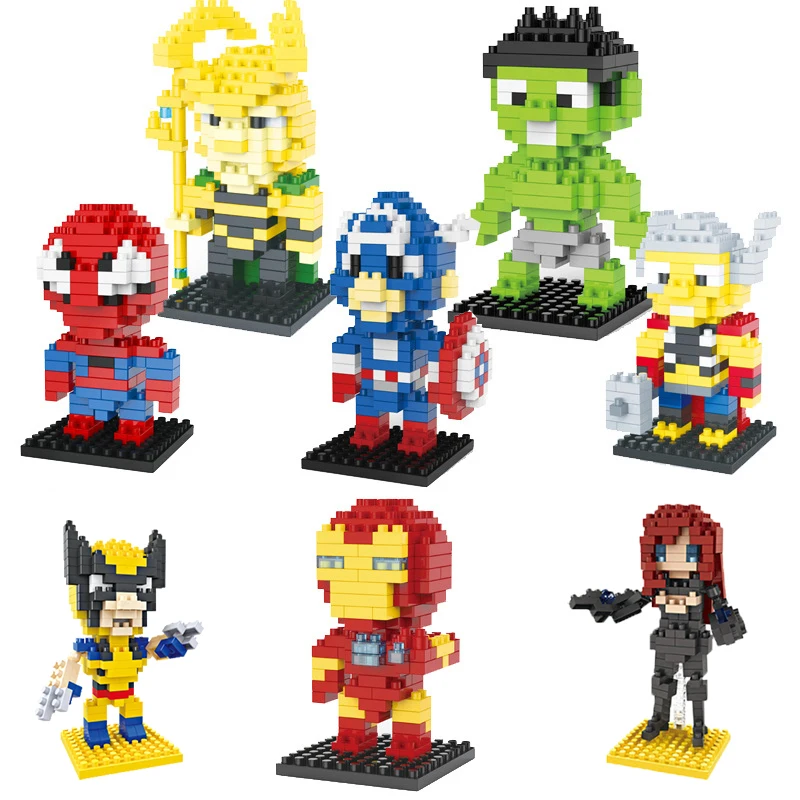 

Marvel Model Building Blocks Avengers Superhero Diamond Blocks Anime Figure Kids Toys for Children Mini Action Figure Bricks