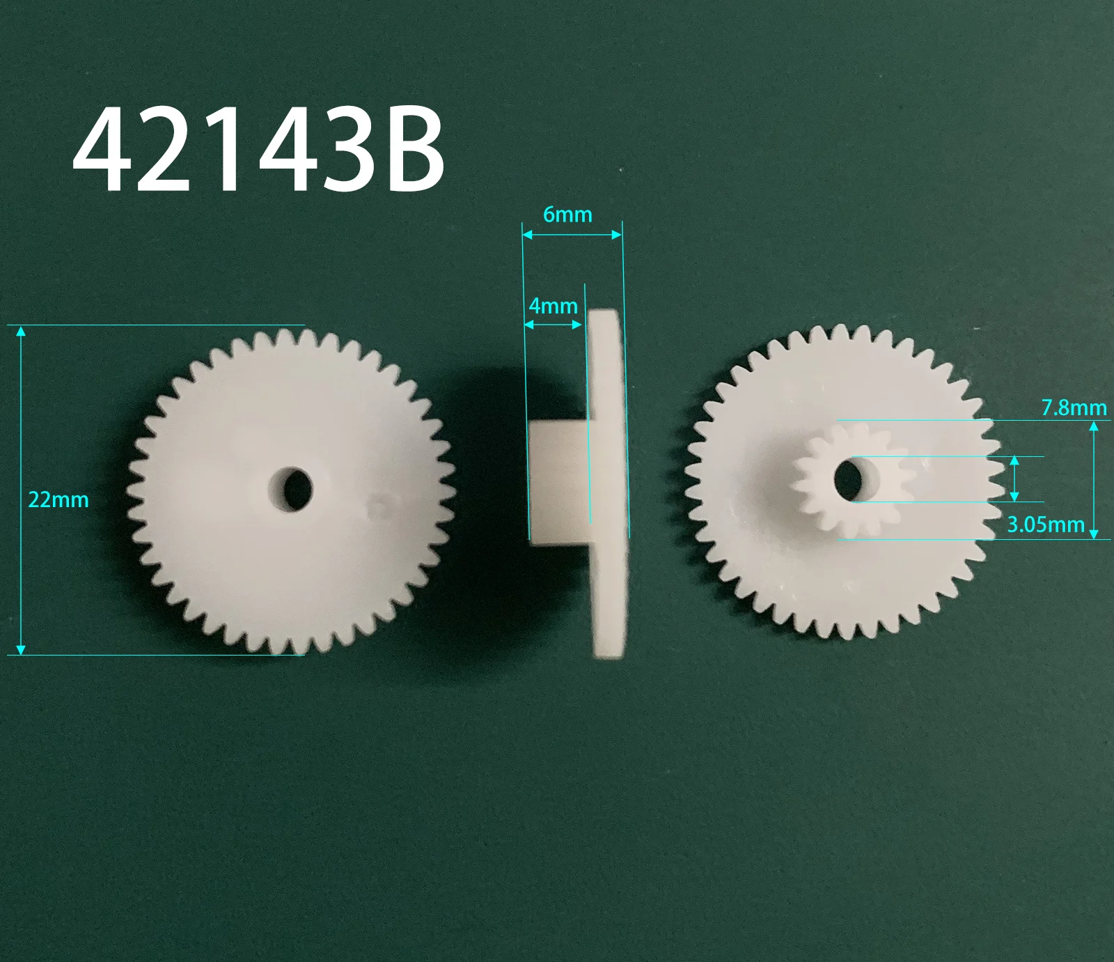 

42143B 0,5 м шестерня, наружный диаметр = 22 мм, 42 зубца + 12 зубьев, отверстие 3,05 мм, двойные пластиковые шестерни, аксессуары в стиле стимпанк, аксессуары для игрушек, 10 шт./лот