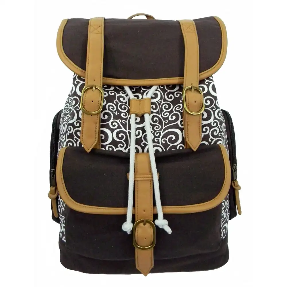 

K-Cliffs Canvas Laptop Bookbag Vintage Cotton Casual Pattern Printed College Student Canvas School Backpack Fit 15 inch MacBook