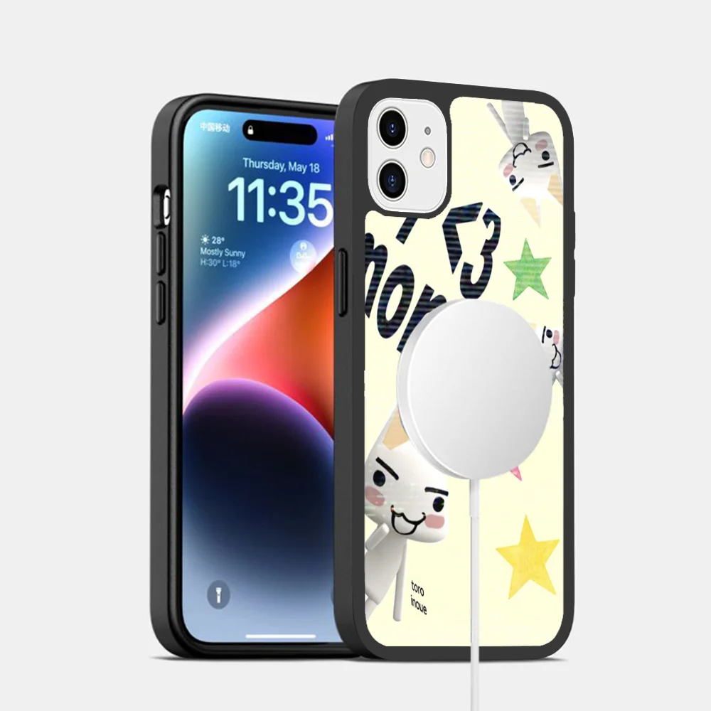 ute etui magnetyczne na telefon T-Toro Inoue Cat do iPhoneɺ 14 13 12 11 15 Pro Max Plus Mini bezprzewodowego ładowania Magsafe