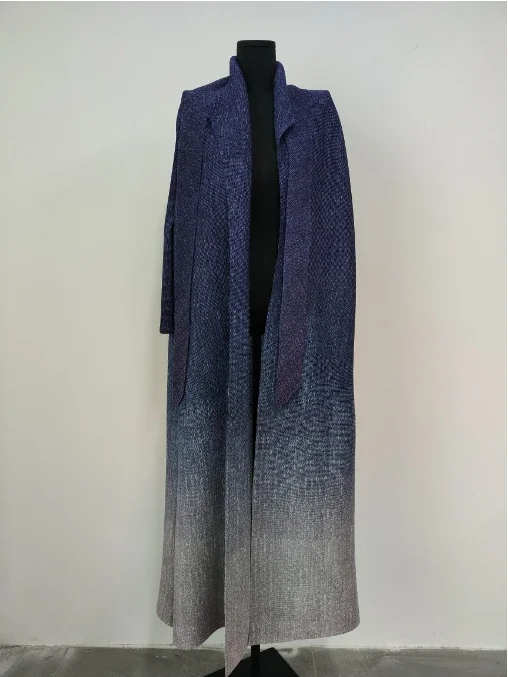 Женское Плиссированное длинное пальто с длинным рукавом и складным воротником