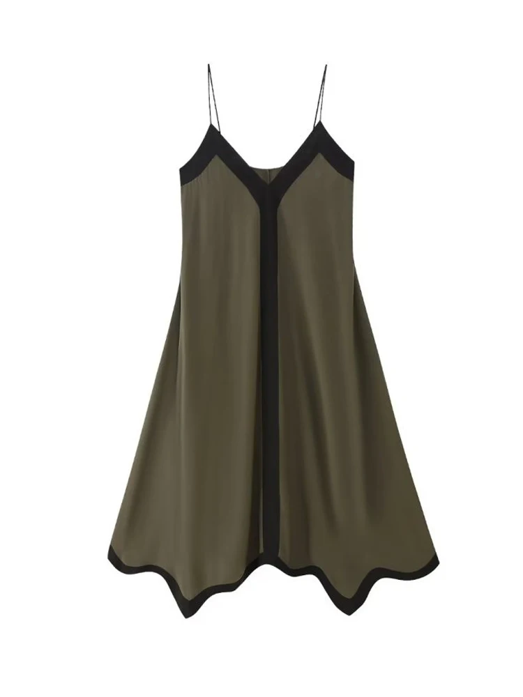 

Женское платье на бретельках Kumsvag, винтажное асимметричное платье в стиле пэчворк с V-образным вырезом, элегантное уличное платье до середины икры, одежда на лето 2023