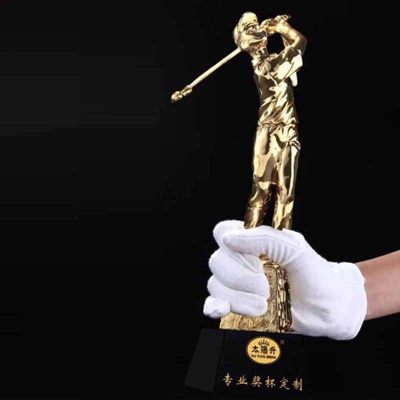 Индивидуальный трофей для гольфа с гравировкой кристалла позолоченная смола