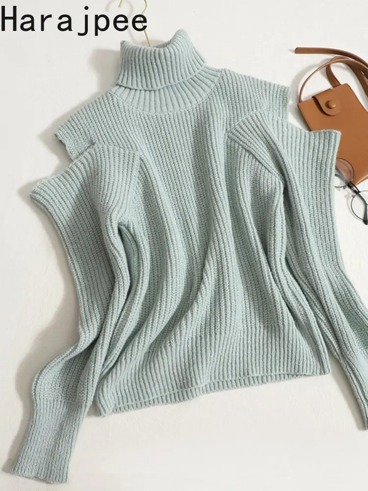 

Однотонная водолазка в стиле харадзпи, элегантные трикотажные пуловеры, Женский Новый универсальный корейский топ на осень и зиму