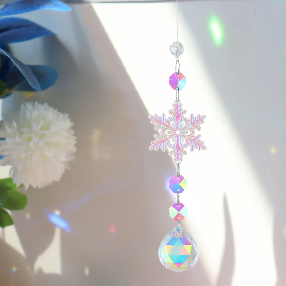 

Кристальная подвеска в виде снежинки, автомобильные аксессуары, Кристальное Радужное украшение, аксессуары для окон, кристальная Подвеска ...