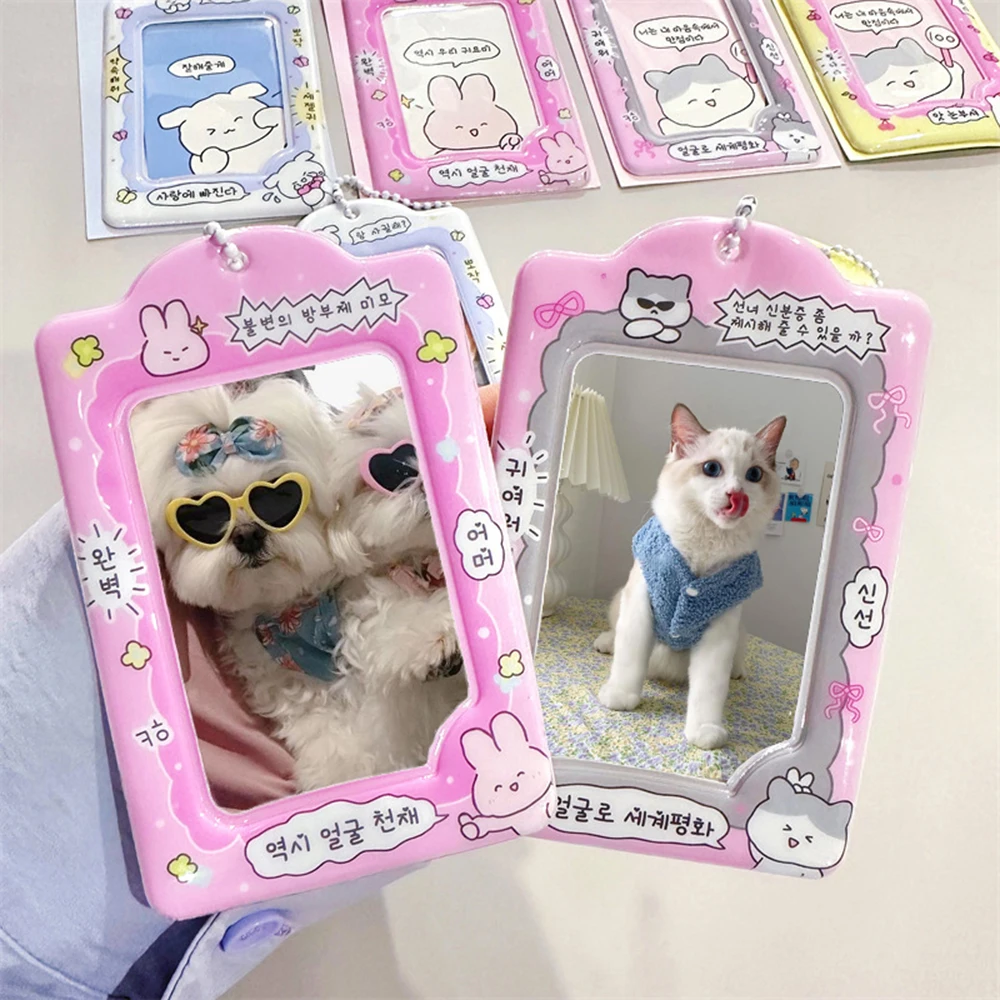 

New Cue Ins Korea Photo Card Holder Bag Pendant Keychain 3 inch Kpop Photocard Holder Card Holder Cover School Stationery