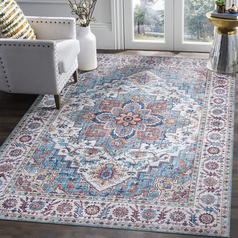 

Turkish Persian Retro Ethnic Carpets Rug for Living Room Bedside Bedroom Vintage Floor Mat Entrance Doormat Carpet Large Rug
