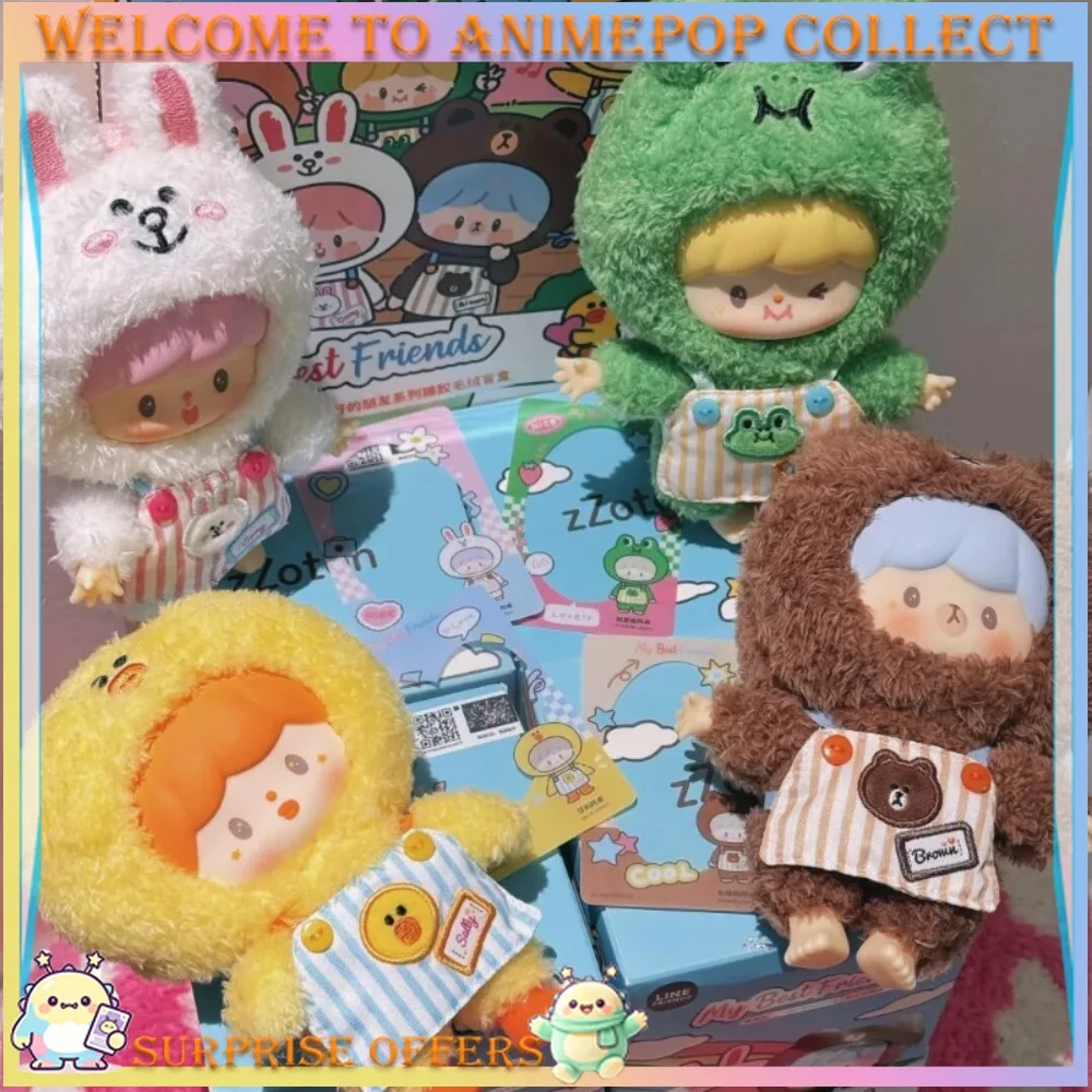 Фото TOPTOY Zhuodawang LINE FRIENDS Серия «Лучшие друзья D» — плюшевая фигурка-брелок в слепой коробке, милая коллекционная настольная декорация, подарок. №1