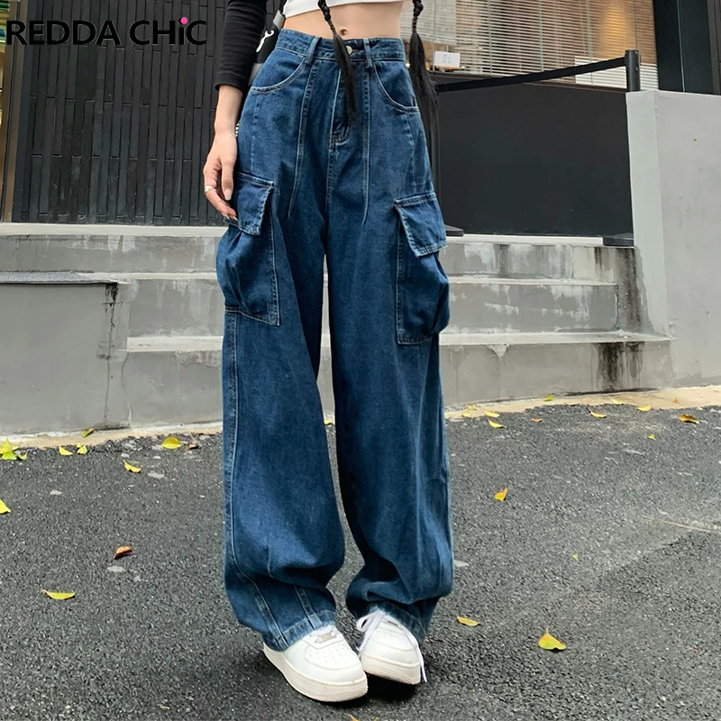 

Брюки-карго ReddaChic Y2k женские, винтажные, синие