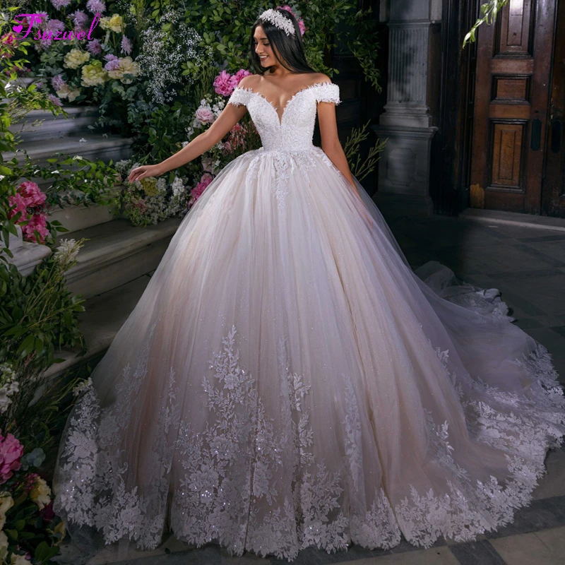 

New Romantic Sweetheart Zipper Sparkly Ball Gown Wedding Dress 2023 Delicate Beading Appliques Court Train Princess Bridal Gown