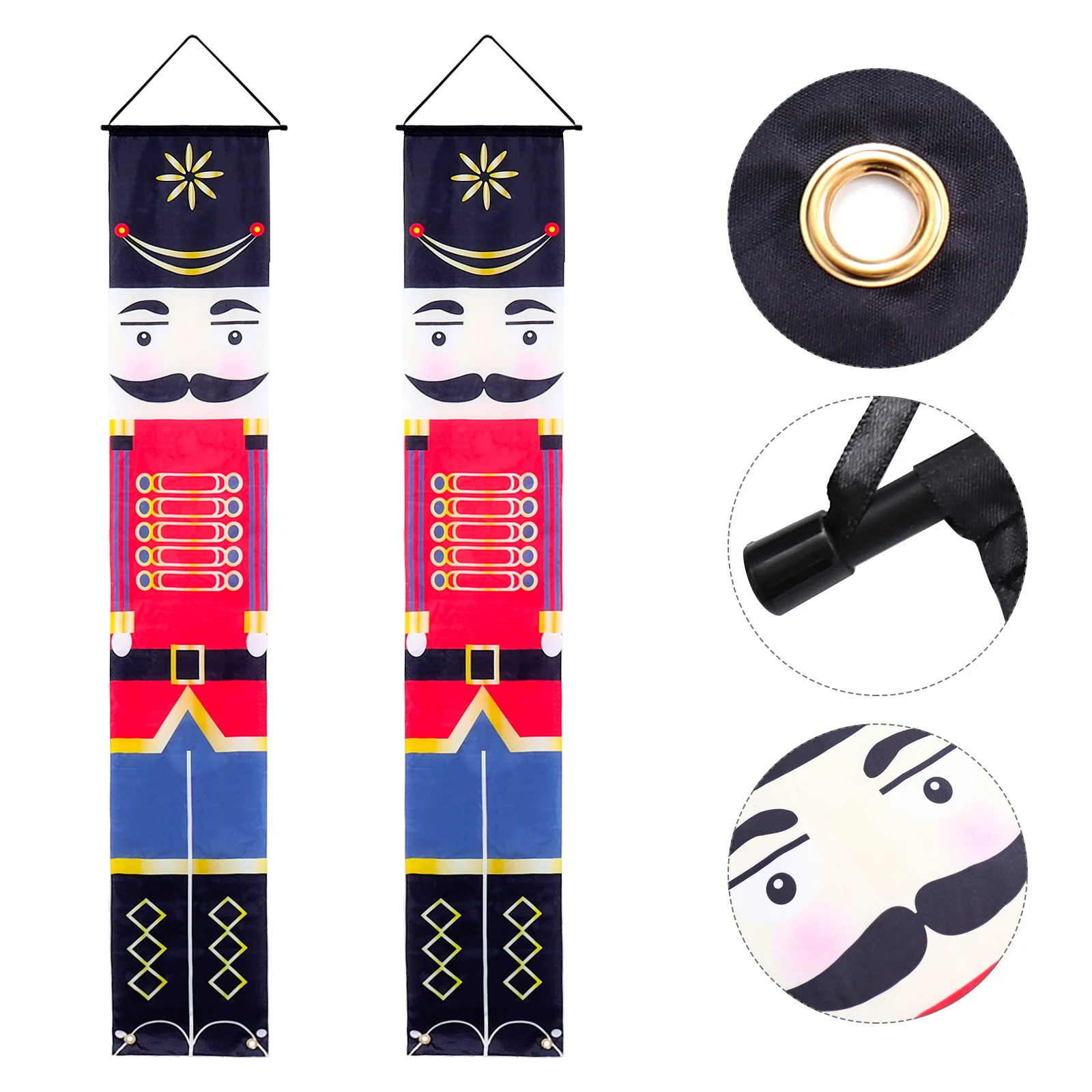 

Nutcracker Christmas Soldier Banner Porch Sign Xmas Hanging Banners Sign for Front Door Porch Garden Indoor Kids Party