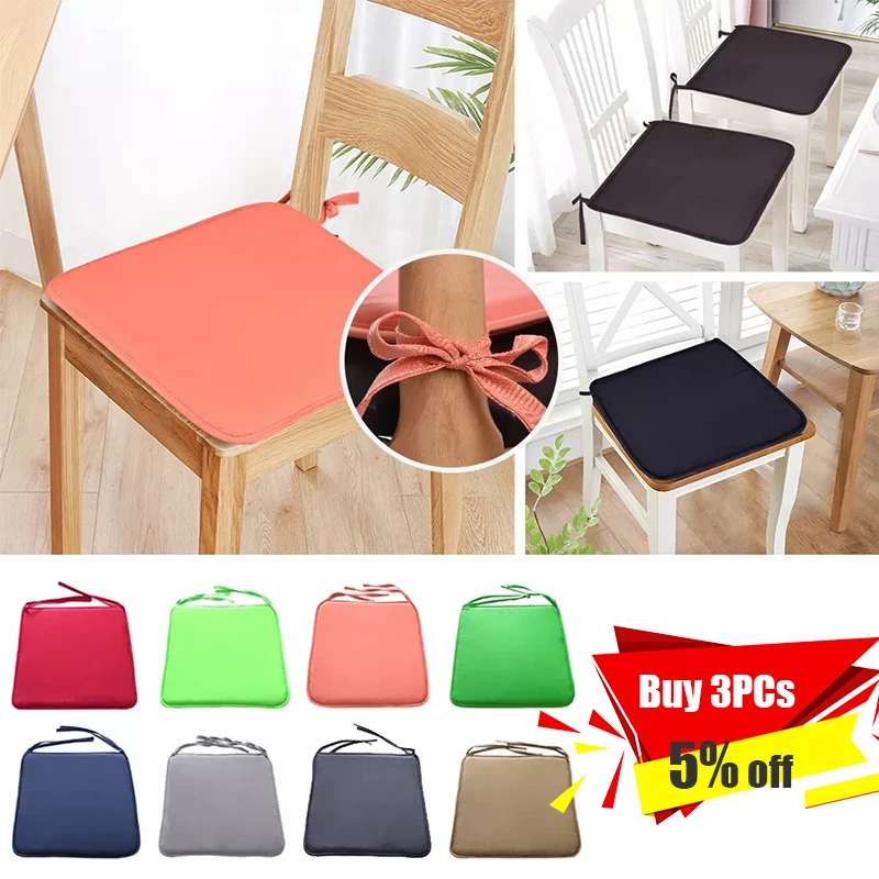 

14Colors Square Chair Cushion Seat Pad 100% Cotton Shell Filling Dining Chair Cushion With Ties Non-Slip Dinning Chair Pad