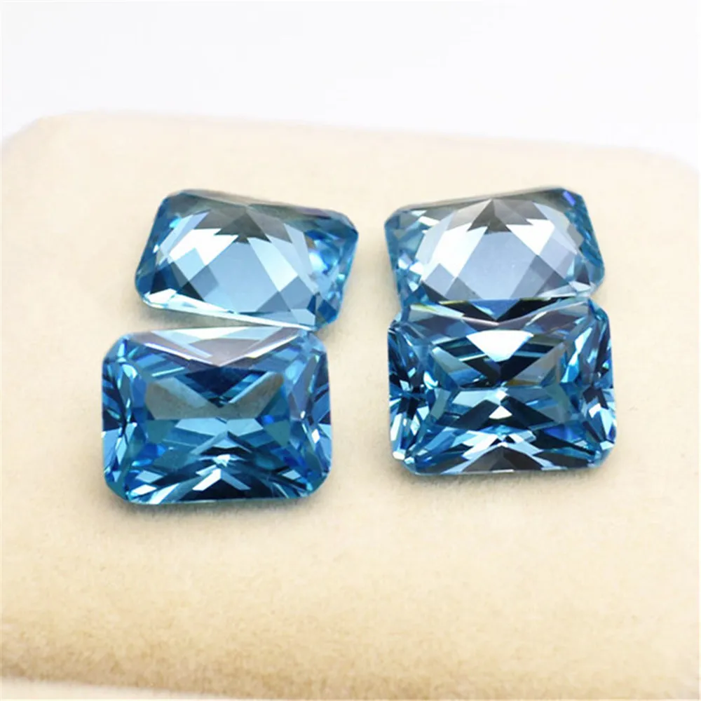 

High Quality Aquamarine Rectangle Faceted Gemstone Radiant Cut Vivid Blue Aquamarine Gem AM028