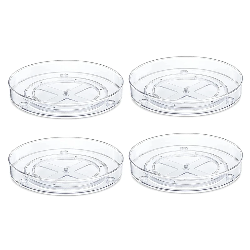 

9 Inch Clear Non-Skid Lazy Organizers - Turntable Rack For Kitchen Cabinet, Pantry Organization , Fridge 4Pcs