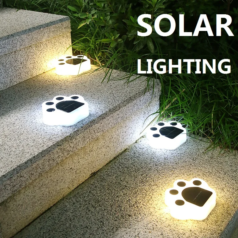 

Creative Solar Led Light Outdoor Lawn Lamp Bear Cat Paw Print Lights Solar Lighting for The Garden Pathway Yard Outdoor Decor