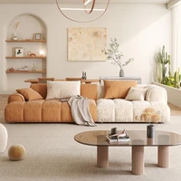 nordic retro living room tofu sofa wash free technology cloth italian minimalist fabric three person straight row sofa