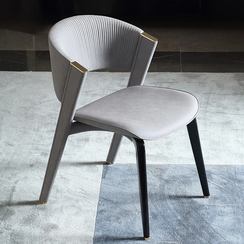 

Wooden Comfortable Dining Chairs Leather Modern Cafe Leisure Dining Chairs Backrest Dressing Silla Comedor Library Furniture