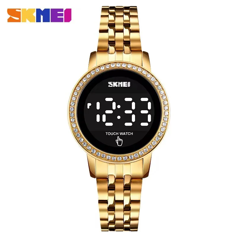 SKMEI Simple Date Time Watches For Female reloj mujer Digital LED Touch Women Watch Diamond Waterproof Ladies Wristwatches