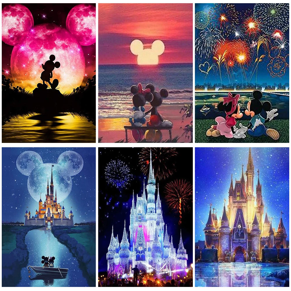 

Diseny Castle 5D Diamond Painting Mickey Mouse DIY Full Round Diamond Embroidery Kit Handicraft Home Wall Decor Gift