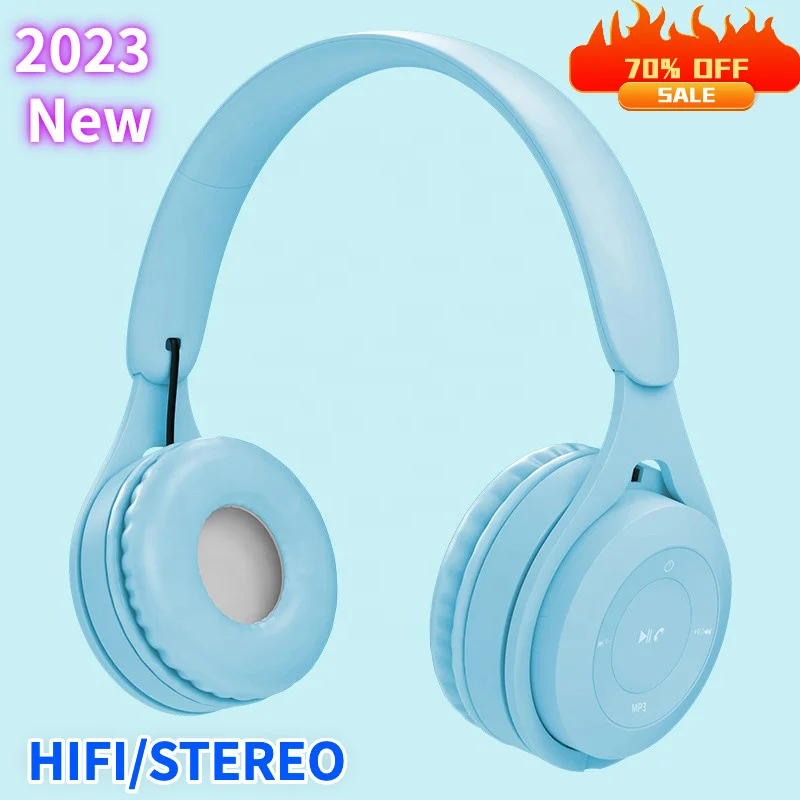 

2023 New Macaron Headphones Wireless Bluetooth Earphones Stereo Foldable Helmets Gaming Headsets Over-ear Earbuds For Xiaomi