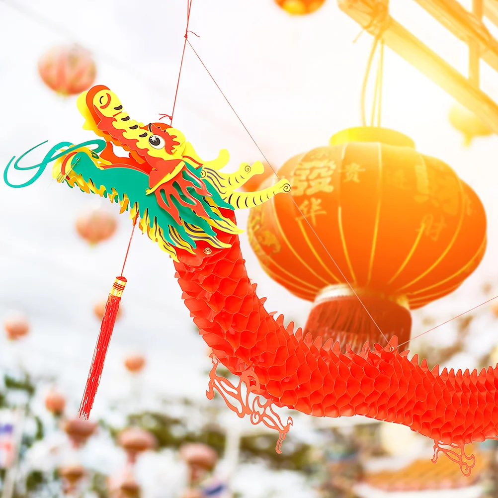 

Chinese Dragon Year Decoration New Paper Garland Hanging 3D Decors Tissue Lantern Ornament Spring Festival Feng Toys Shui