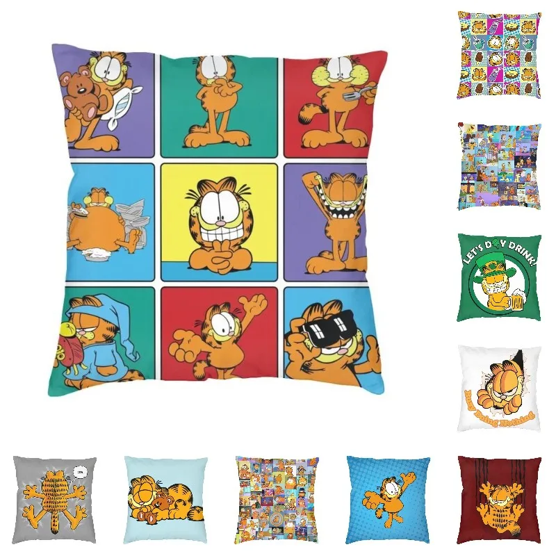 Luxury Garfields Cat Funny Meme Cushion Cover 40x40cm Soft Cartoon Comic Throw Pillow Case for Car Pillowcase Bedroom Decoration