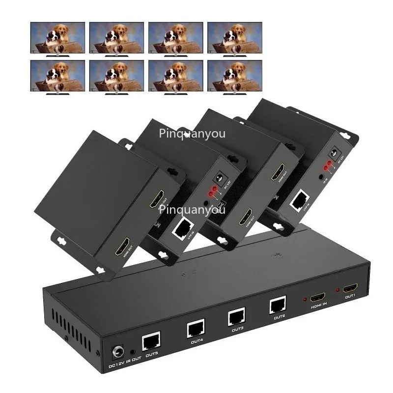 Фото Разветвитель HD 4K, 60 Гц через Ethernet 1x4, MT-VIKI Расширитель HD 1 в 4 выхода через Cat6 POC + Петля 70 м №1