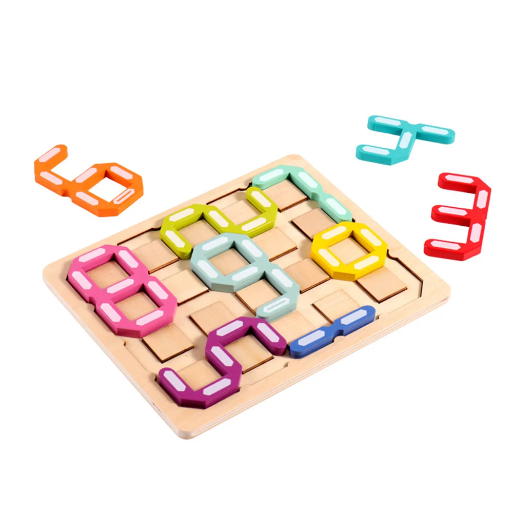 

Number Puzzle Swooden Stacking Board Wood Blocks Set Sort Game Activity Matching Block Construction Montessori Kids