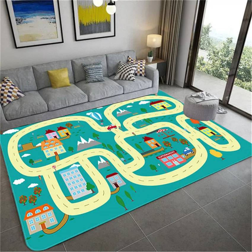 

Traffic Track Printing Children'S Educational Play Mats Area Rug For Living Room Boy Bedroom Bedside Carpet Bathroom Doormat