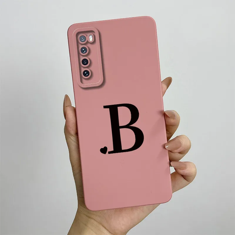 For Huawei nova 7 5G Case SE Cover JEF-NX9 CDY-NX9A CDY-NX9B Cute Letters Square Phone Shockproof Back