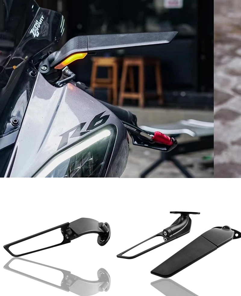 

MKLIGHTECH For YAMAHA YZF-R6 2017-2021 18 19 20 YZFR6 YZF R6 Rearview Mirrors Wind Wing Adjustable Rotating Side Mirror Winglet
