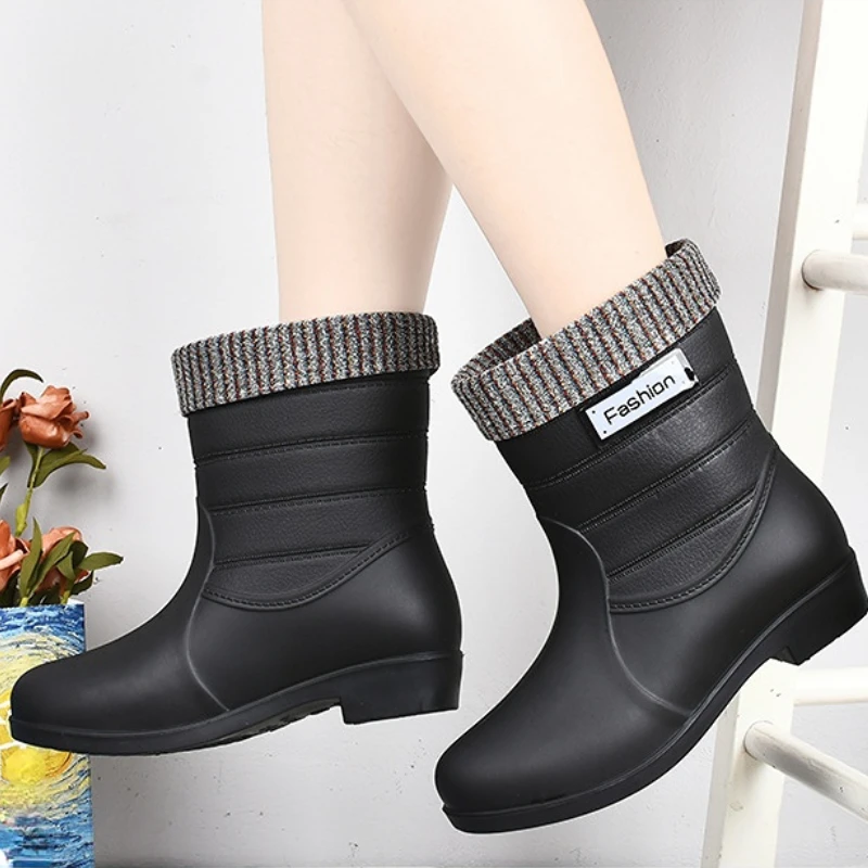 Rubber Boots for Women Rain Shoes Comfort Slip-on Waterproof Galoshes Woman Garden Water Shoes Rubber Rain Boots Botas De Lluvia