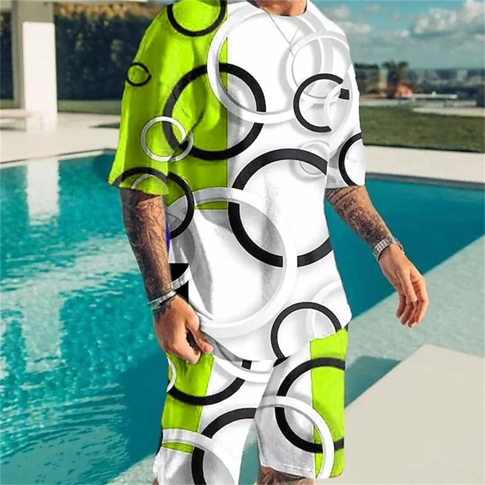 

Summer Men's T-shirt Beach Shorts Set 3D Printed Crew Neck Short Sleeve Clothing 2 pieces Basic Classic Comfortable Breathable