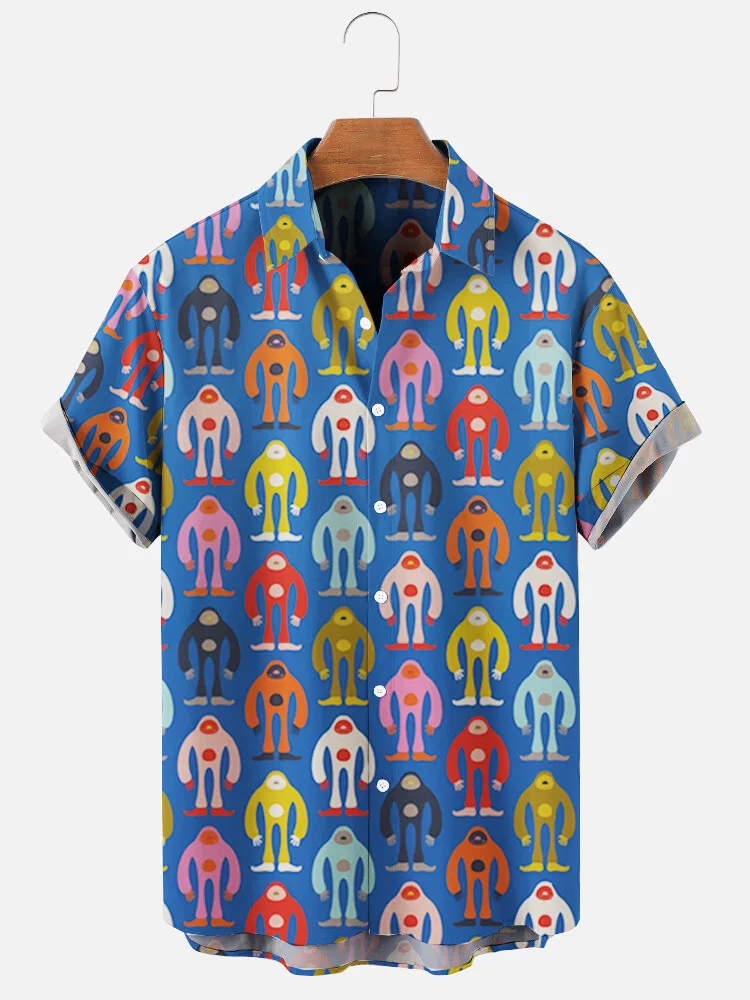 

Men's Fashion T Shirts Hawaiian Stripes 3d Print Cozy Casual One Button Shirts Short Sleeve Beach Oversized Clothes 1