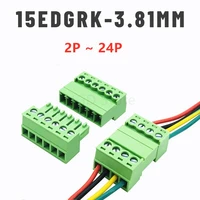 10sets aerial butt welding type 15edgrk 3 81mm 2p 24 pin plug in type 2edg type green terminal block 2edgrk for connector row