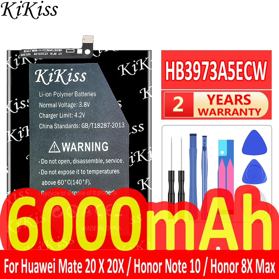 

Аккумулятор KiKiss HB3973A5ECW, 6000 мАч, HB4073A5ECW для Huawei Mate 20X Mate20X/Honor Note 10 Note10/Honor 8X Max 8xmax