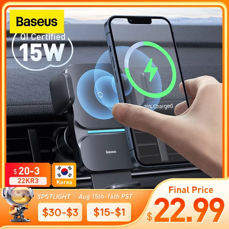 

NEW2023 Baseus Automatic Alignment Car Phone Holder Wireless Charger For Samsung iPhone Xiaomi Phone Holder Car Holder Air Vent
