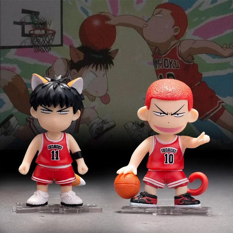 

8.5cm 2pcs/Lot Japan Anime Slam Dunk Hanamichi Sakuragi Rukawa Kaede Action Figure Cake Ornament Collection Gift PVC Model Toys