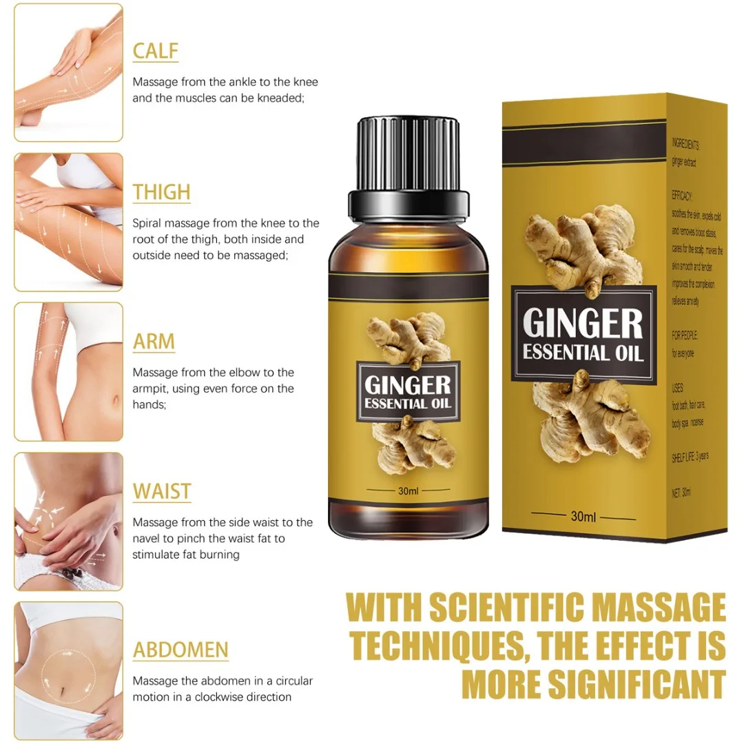 

1 Set 30ml Effective Ginger Plant Slimming Massage Essential Oil Body Foot Massage Therapy Burning Fat Skin Care Product Beauty