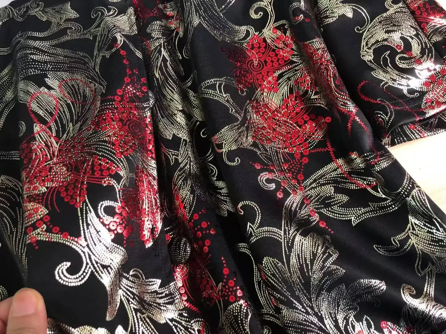 Женский винтажный Тренч с цветочным принтом красный золотой блестящий длинный 4xl