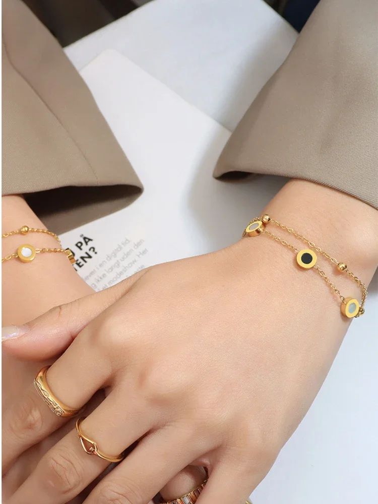 Классические двусторонние черно-белые браслеты-цепочки и звенья в форме ракушки