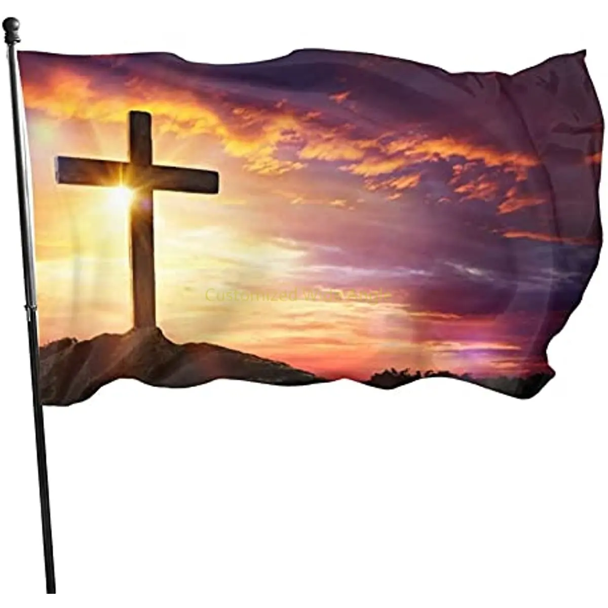 

Cross Jesus Christ Sunset Flag 3' X 5' Indoor Outdoor Banner Home Garden Decoration