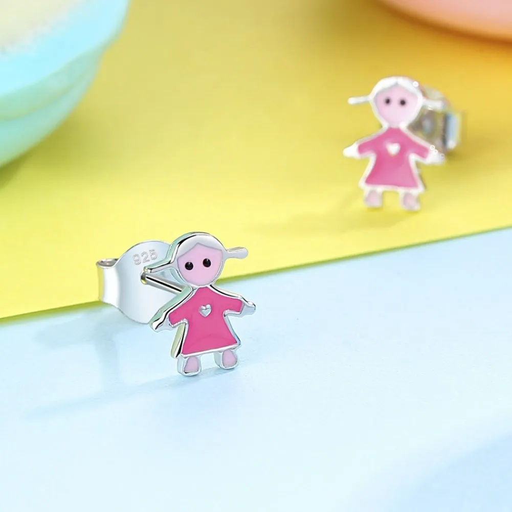 

Cartoon Kids Sterling Silver Drip Oil Animal Cute Elephant Love Stud Earring Sterling Silver Earrings Spot