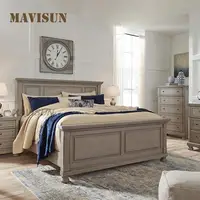 Royal American Simple Solid Wood Double Bed Retro Light Luxury Bedroom Furniture For Sleeping Couple Apartment Hotel Hot Sale