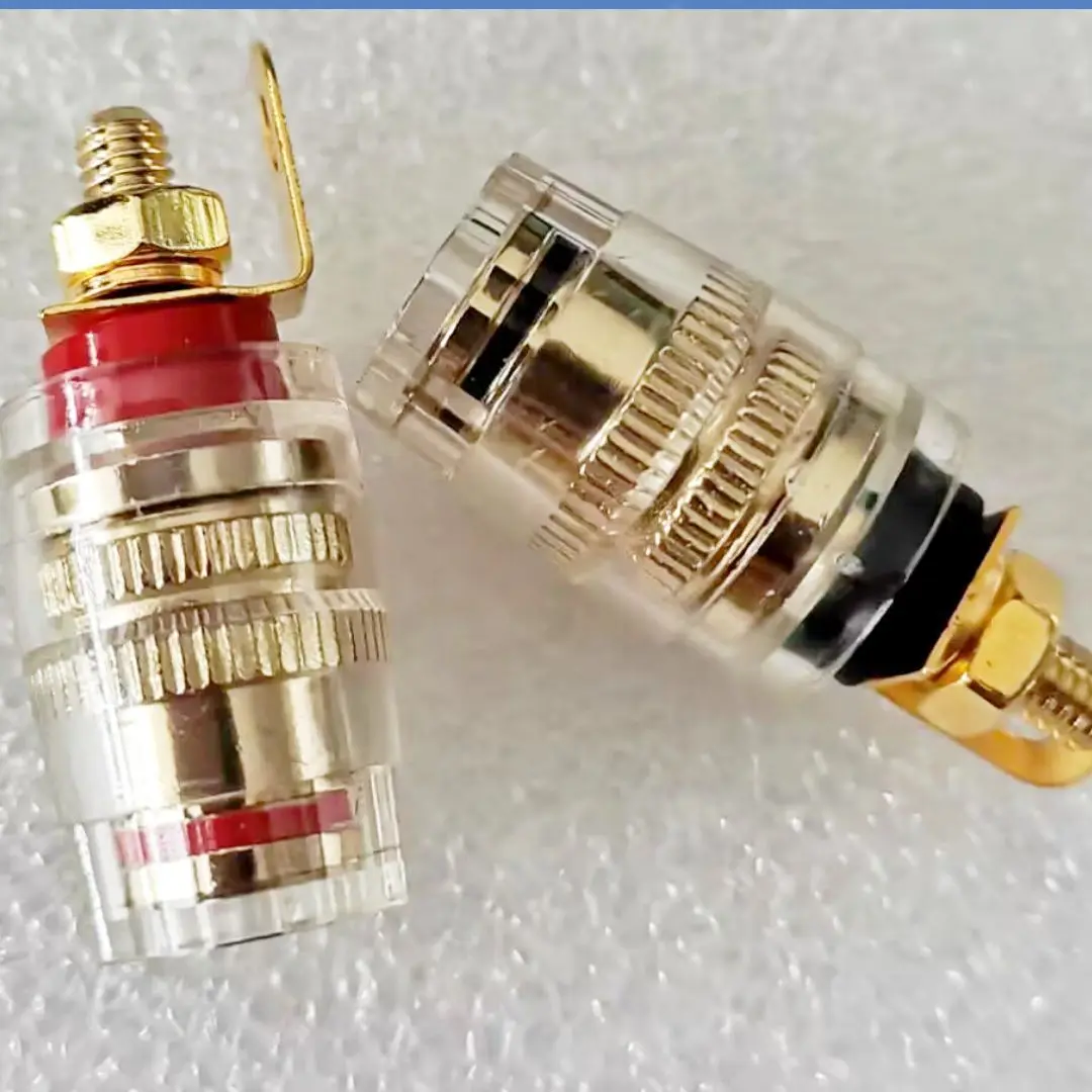 

8pcs/4pairs Brass Gold Plated 4MM Binding Post HIFI Terminals Binding Banana Plug Connector for Speaker Amplifier Red+Black